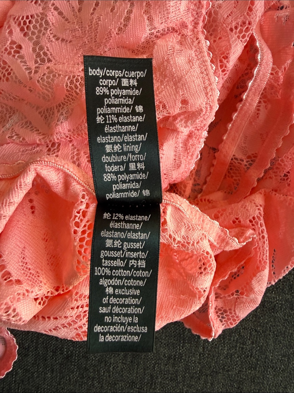 Victoria’s Secret Coral/Pink Lace Bodysuit Teddy - Picture 5 of 5